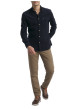 Thumbnail Chemise en coton bleu marine uni munie d'une coupe ajustée et d'un col à revers - Image 4