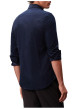 Thumbnail Chemise en coton bleu marine unie en velours à coupe slim avec un col à revers - Image 3