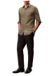 Thumbnail Chemise en coton camel unie à coupe slim dotée d'un col à revers - Image 3