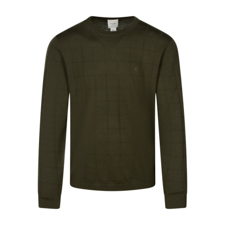 Pull en laine olive uni avec une coupe droite...