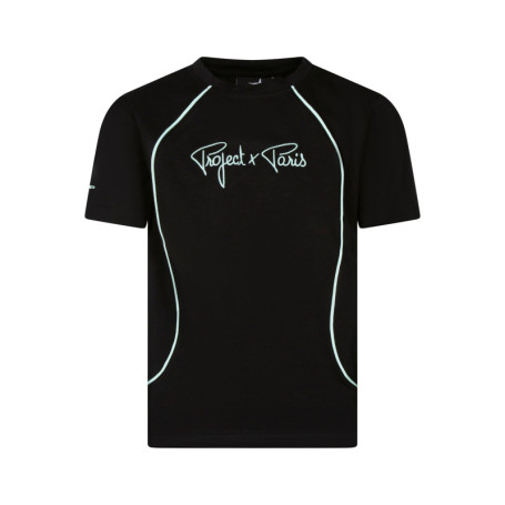 T-shirt noir et bleu uni avec une coupe droite...