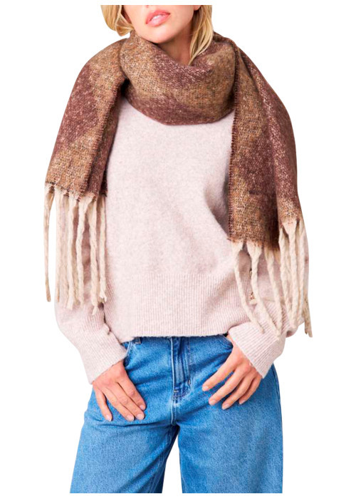 Écharpe marron à motifs en losanges avec des...