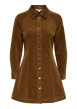 Thumbnail Robe courte en coton camel coupe patineuse pourvue d'un col à revers