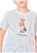 Thumbnail T-shirt en coton écru avec un ours imprimé et une coupe droite - Image 4