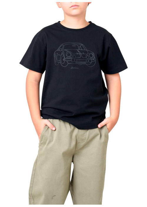 T-shirt en coton noir uni pourvu de manches courtes et d'un col rond
