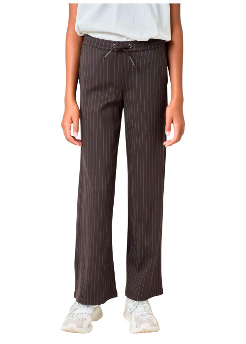 Pantalon chino chocolat à rayures tennis avec une coupe droite