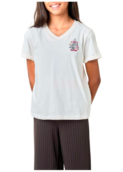 T-shirt en coton blanc à imprimé floral pourvu...