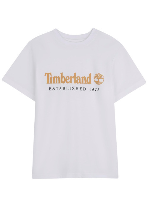 T-shirt en coton blanc imprimé à coupe droite...