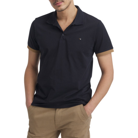 Polo en coton bleu marine uni pourvu d'une...