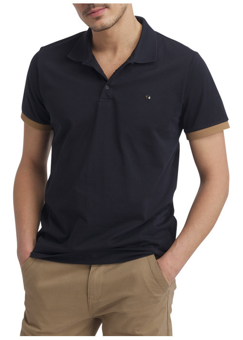 Polo en coton bleu marine uni pourvu d'une...