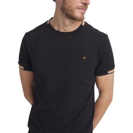 T-shirt en coton noir uni pourvu d'une coupe...