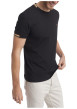 Thumbnail T-shirt en coton noir uni pourvu d'une coupe droite avec un col rond - Image 4
