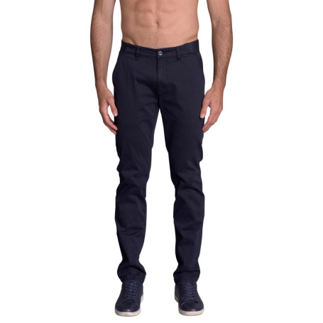Pantalon chino en coton marine uni à coupe...