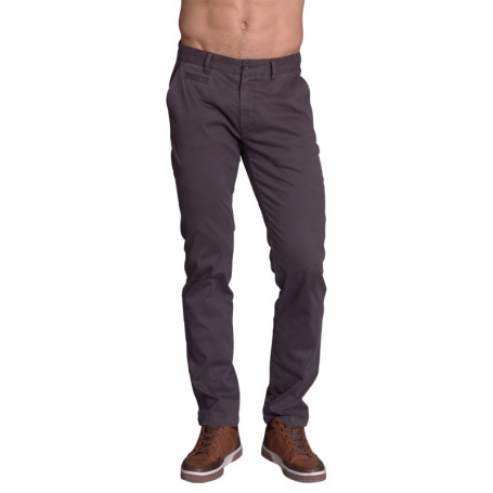 Pantalon chino en coton gris anthracite uni...