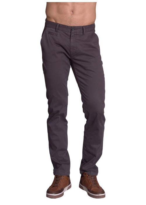 Pantalon chino en coton gris anthracite uni...
