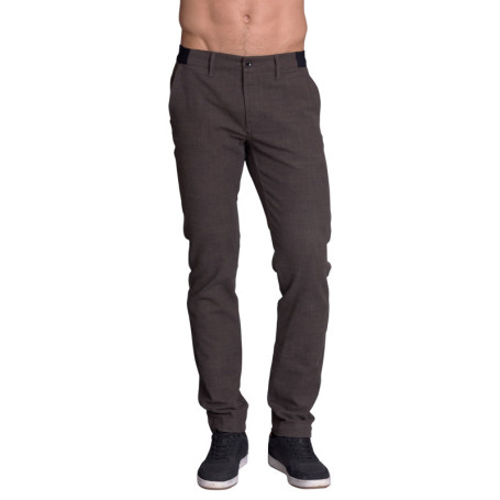 Pantalon chino en coton marron uni à coupe slim...