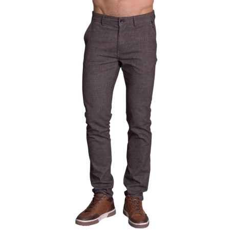 Pantalon chino taupe uni à coupe slim fit et...