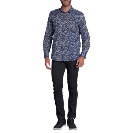 Chemise en coton nuit imprimée avec une coupe...