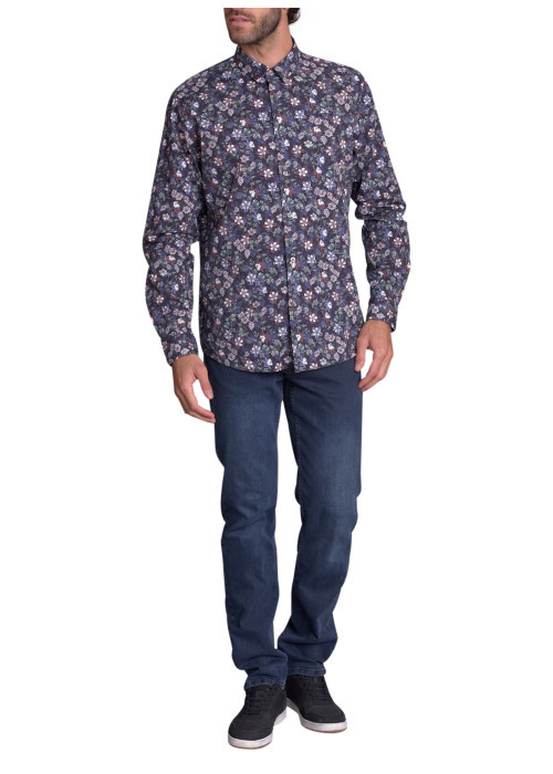 Chemise en coton nuit imprimée avec une coupe...