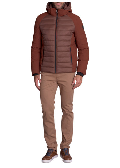 Doudoune marron uni avec une coupe droite et un...