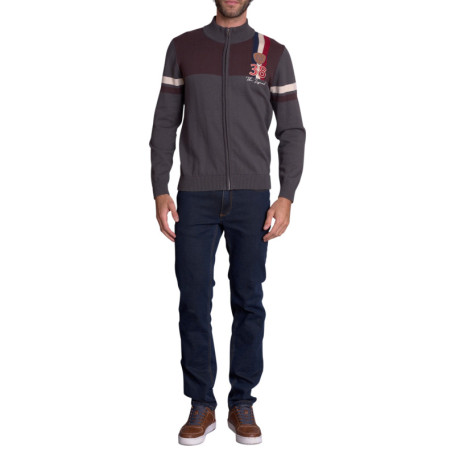Gilet gris uni avec une coupe droite à col...