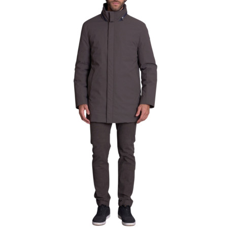 Parka gris uni avec une coupe droite et une...