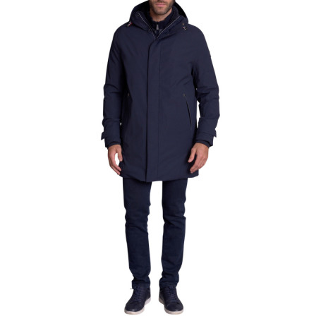 Parka marine uni avec une coupe droite et une...