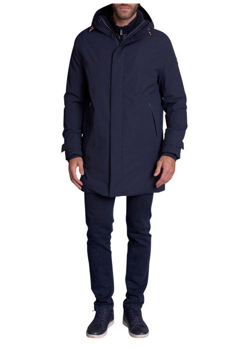 Parka marine uni avec une coupe droite et une...