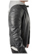 Thumbnail Blouson en cuir de mouton bleu denim à coupe droite muni d'une capuche - Image 4