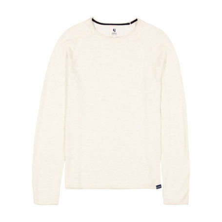 Pull en coton mélangé écru à coupe droite...