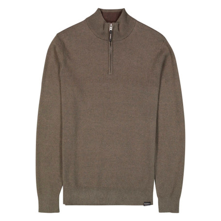 Pull en coton mélangé kaki à coupe droite...