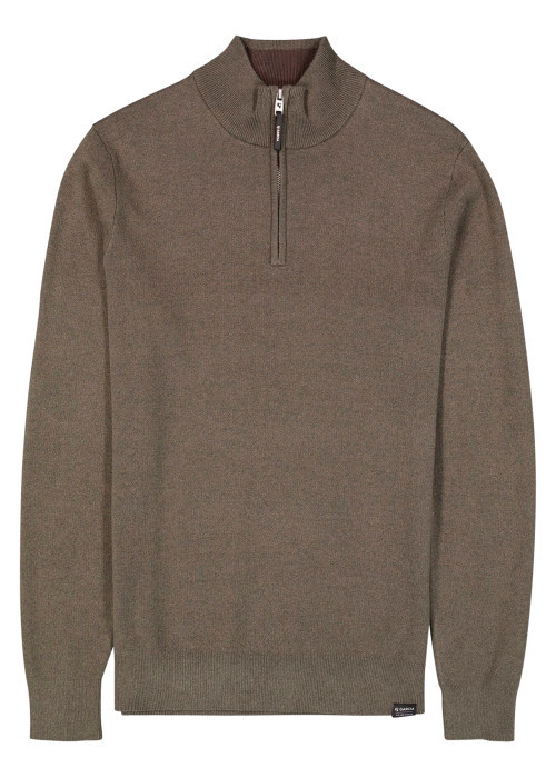 Pull en coton mélangé kaki à coupe droite...