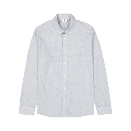 Chemise en coton bleue à motifs géométriques...