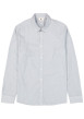 Thumbnail Chemise en coton bleue à motifs géométriques pourvue d'une coupe ajustée