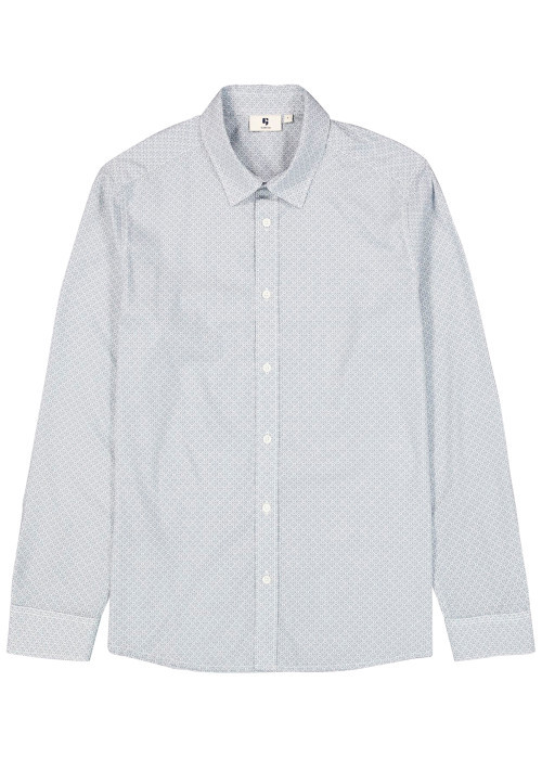 Chemise en coton bleue à motifs géométriques...