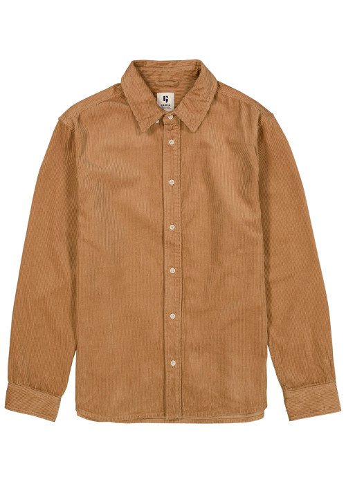 Chemise en coton camel à coupe droite pourvue...