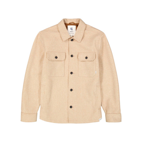 Veste beige à coupe droite pourvue d'un col à...