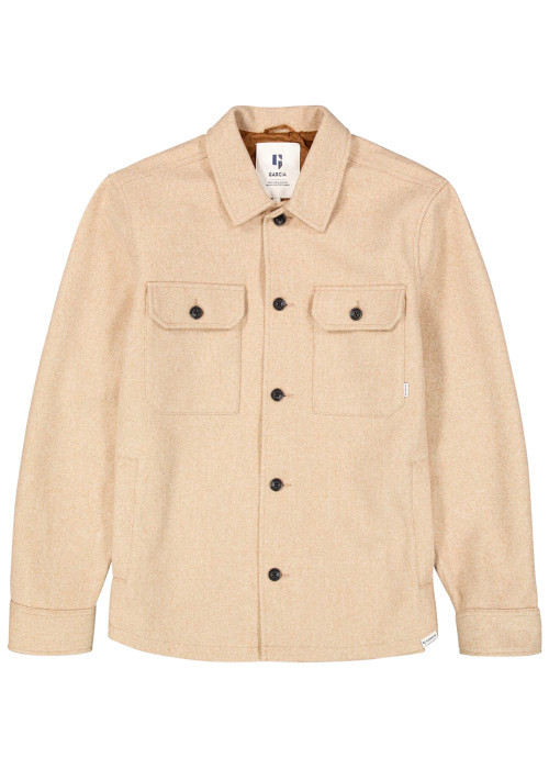 Veste beige à coupe droite pourvue d'un col à...