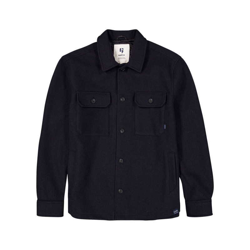 Garcia - Veste Marine à Coupe Droite Pourvue D'un Col à Revers Et De Manches Longues - Bleu Foncé