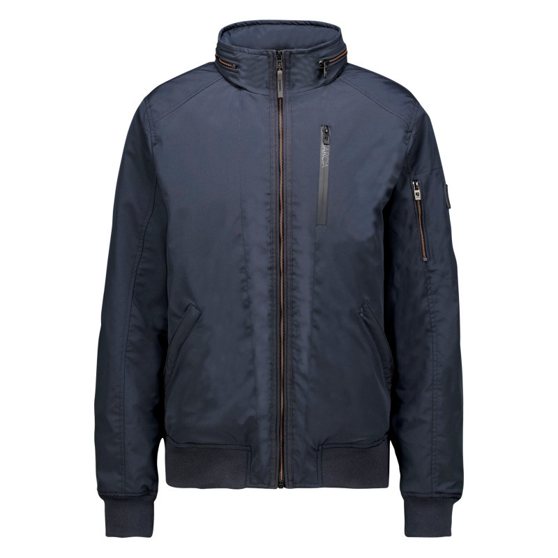 Garcia - Blouson Marine à Coupe Ajustée Pourvu D'un Col Montant Zippé - Bleu Foncé Garcia - Blouson Marine à Coupe Ajustée Pourvu D'un Col Montant Zippé - Bleu Foncé