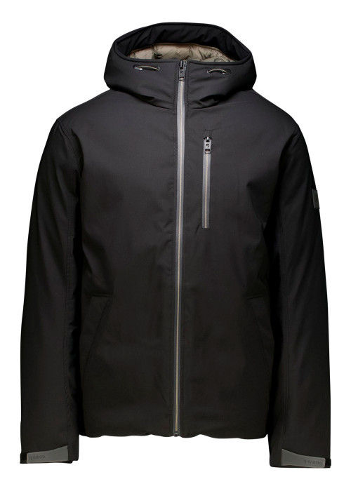Blouson noir à coupe ajustée pourvu d'un col à...