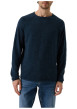 Thumbnail Pull en coton mélangé bleu à coupe droite pourvu d'un col rond - Image 2