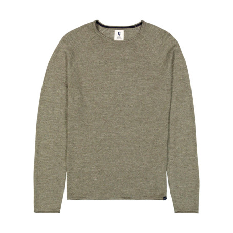 Pull en coton mélangé kaki à coupe droite...