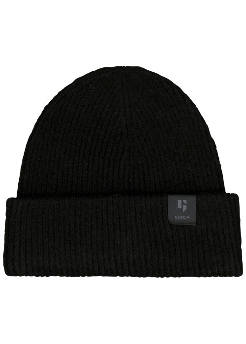 Bonnet noir en maille tricotée pourvu de...
