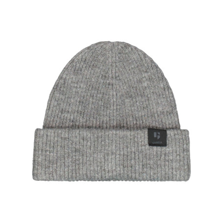Bonnet gris en maille tricotée pourvu de...
