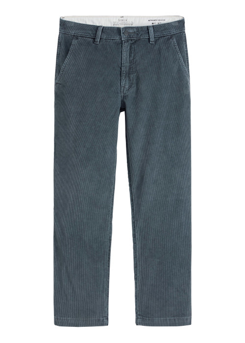 Pantalon Chino en coton vert à coupe droite...