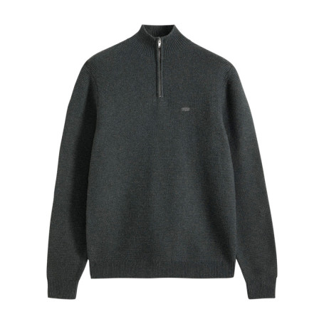 Pull gris à coupe droite pourvu d'un col...