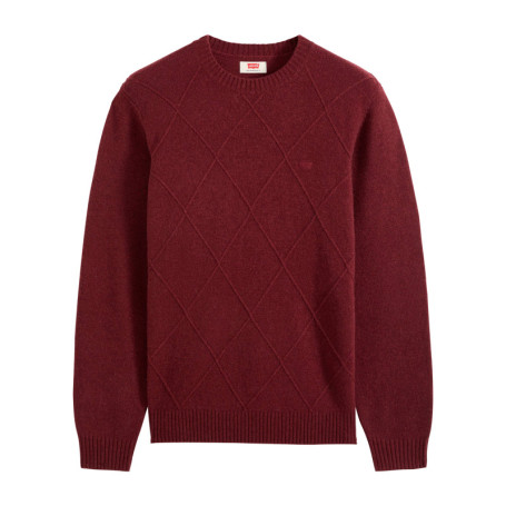 Pull en laine mélangée bordeaux à coupe droite...