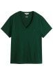 Thumbnail T-shirt en coton vert à coupe droite pourvu d'un grand col v