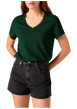 Thumbnail T-shirt en coton vert à coupe droite pourvu d'un grand col v - Image 2